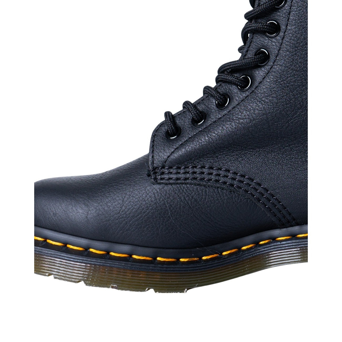Dr. Martens 1460 Pascal Virginia femme noire vue détail cuir et laçage