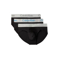 Image 11 : Calvin Klein Underwear lot de 3 slips homme noirs, ceinture jacquard logo blanc, présentation produit — Delvale