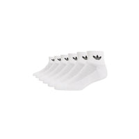 Image 1 : Lot de 6 paires de chaussettes Adidas Originals blanches tige basse avec logo Trefoil brodé en noir, vue d'ensemble — Delvale