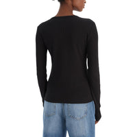 Image 2 : Détail du col rond et de la coupe ajustée du pull Calvin Klein Jeans noir femme — delvale
