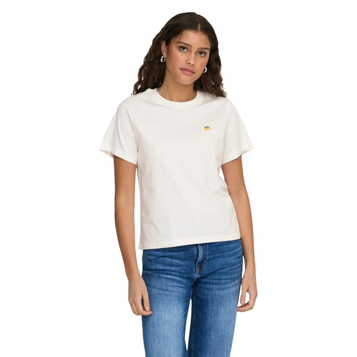 Image 1 : T-shirt blanc Jacqueline De Yong femme manches courtes col rond vue de face — Delvale