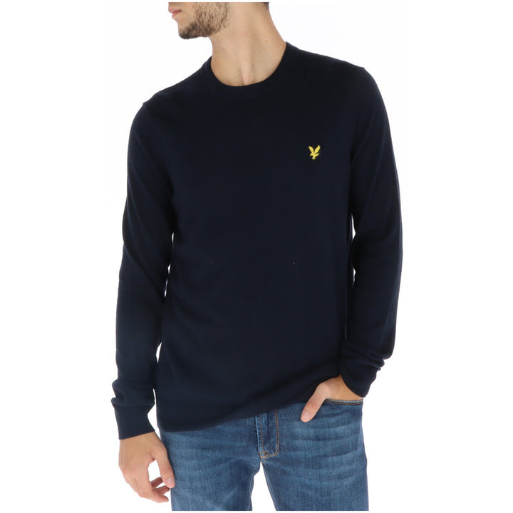 Image 1 : Pull Lyle & Scott homme bleu col rond en maille coton laine mérinos — Delvale