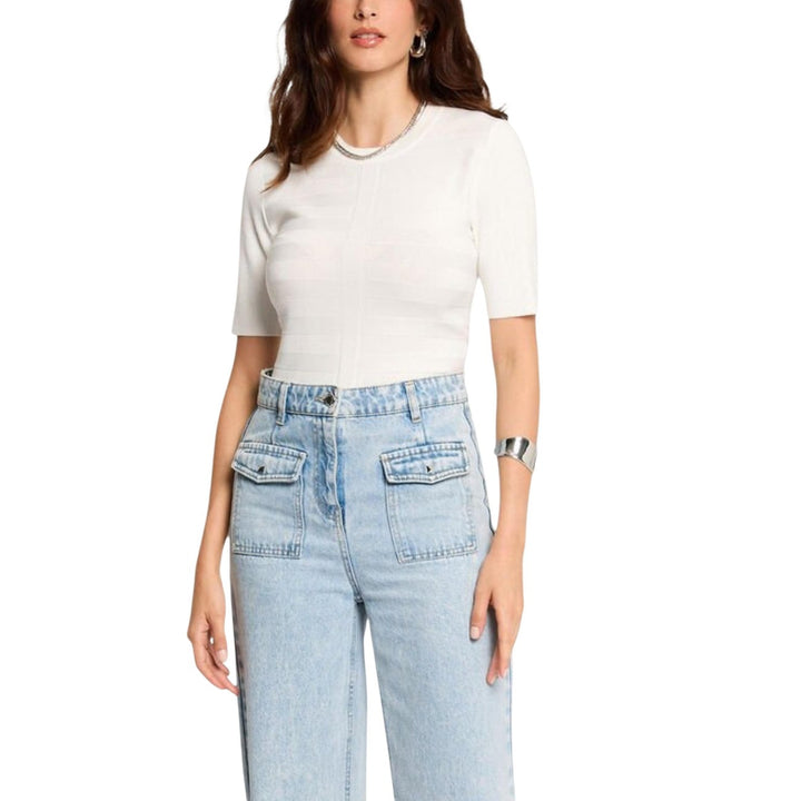 Image 1 : T-shirt blanc Morgan De Toi femme col rond manches courtes — delvale