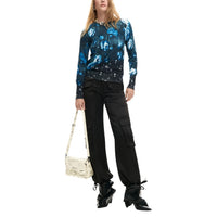 Image 2 : Détail du motif floral artistique sur pull noir Desigual femme — delvale
