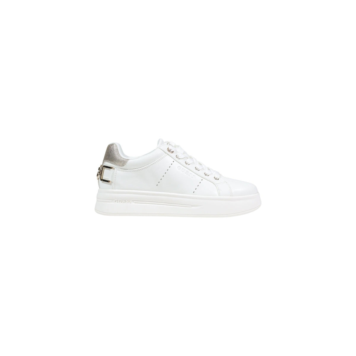 Image 1 : Baskets femme Guess blanc lacets vue de face — delvale