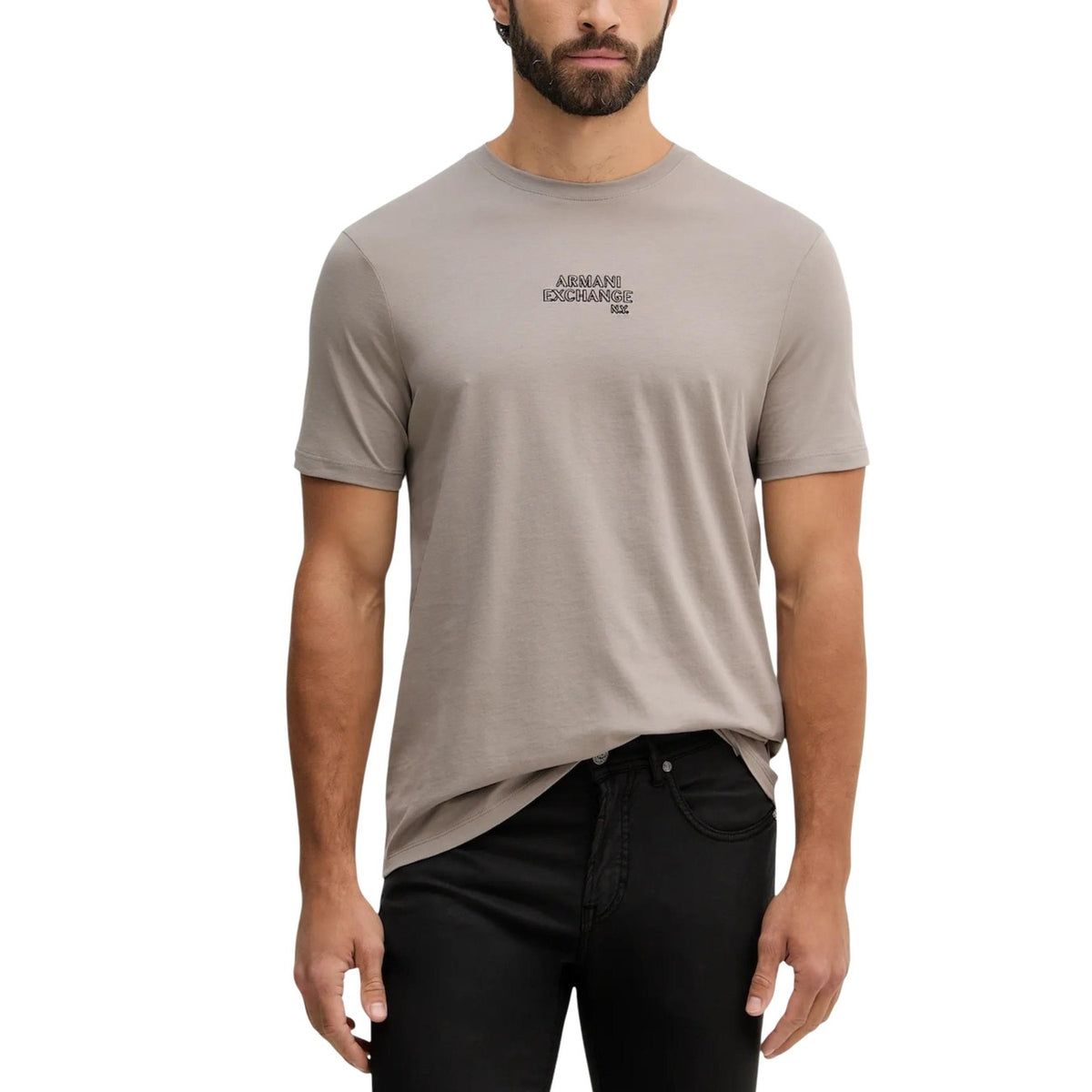 T-shirt Armani Exchange homme beige imprimé dos – vue de face variante coloris