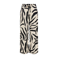 Image 3 : Détail du motif imprimé zébré noir et blanc du pantalon Only femme jambes larges — Delvale
