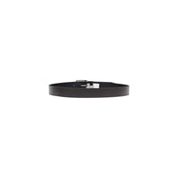 Image 2 : Détail de la boucle rectangle en métal argenté de la ceinture cuir Tommy Hilfiger homme marron — Delvale