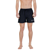 Image 1 : Pantalon EA7 homme noir avec cordon de serrage, vue de face — Delvale