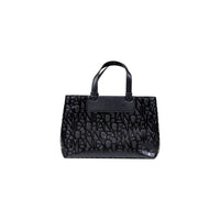 Image 3 : Vue d'ensemble du sac Armani Exchange noir texturé avec poignées et plaque métallique dorée — delvale
