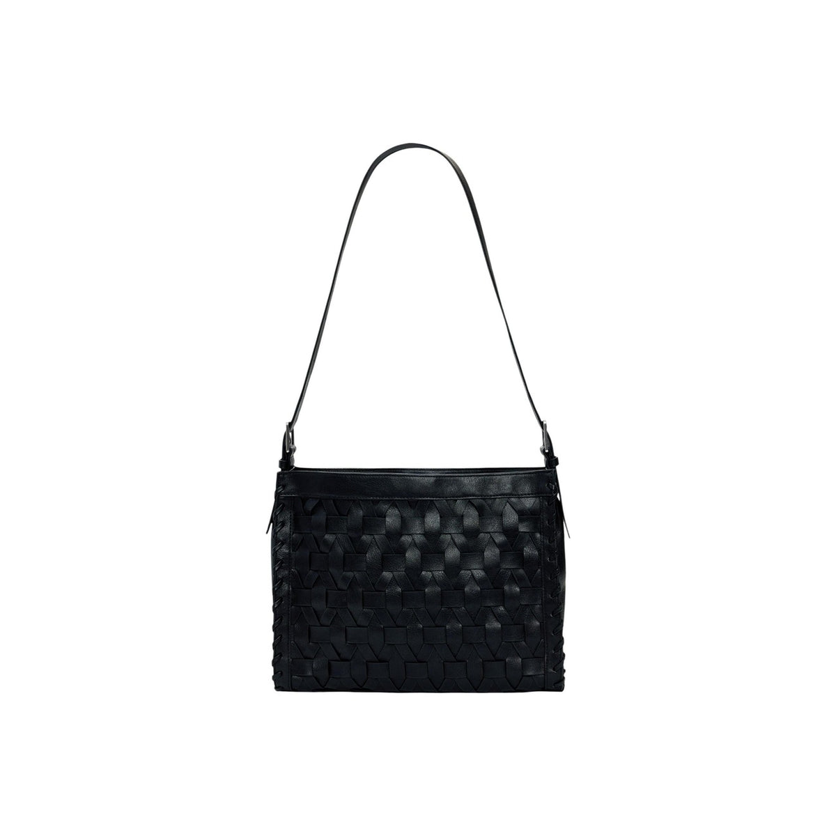 Image 3 : Vue d'ensemble sac bandoulière femme Desigual noir similicuir tressé design graphique moderne — Delvale