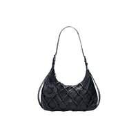 Image 1 : Sac hobo Desigual noir avec filet tressé losangé et breloque fleur, vue principale — delvale