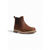 Image 3 : Vue d'ensemble de la botte Chelsea Timberland homme cuir marron, semelle intermédiaire crème et logo Timberland embossé — Delvale