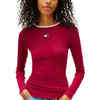 Image 4 : Pull femme noir Tommy Hilfiger Jeans coupe ajustée manches longues détail matière — delvale