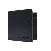 Image 3 : Détail du logo Armani Exchange gaufré ton sur ton sur portefeuille cuir noir homme — Delvale