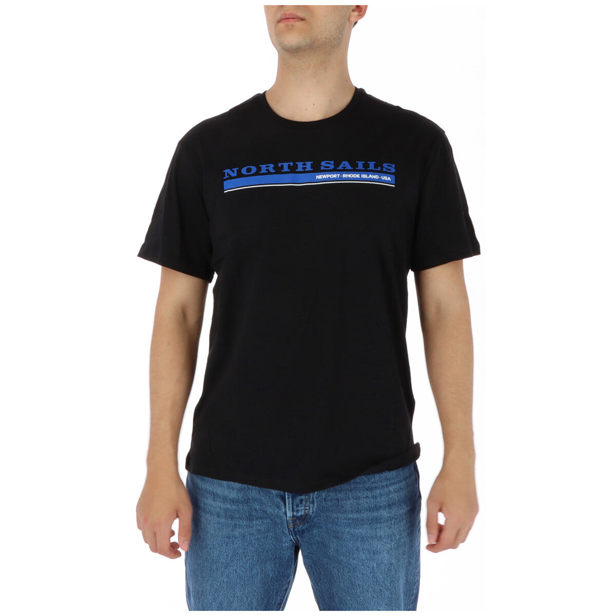 Image 7 : Gros plan sur l'encolure ronde et les épaules du t-shirt North Sails homme gris chiné — Delvale