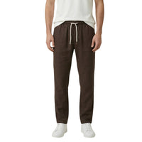 Image 4 : Pantalon homme Gianni Lupo beige lyocell, détail fermeture lacets et finitions — delvale