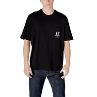 Image 4 : T-shirt Armani Exchange homme oversize coloris noir, poche logo AX, vue de face — Delvale