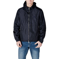 Image 1 : Coupe-vent Armani Exchange homme bleu marine à capuche et fermeture éclair centrale, vue de face — Delvale