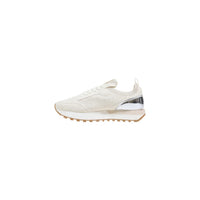 Image 3 : Vue latérale sneaker Liu Jo femme beige avec finition argentée au contrefort et semelle extérieure caoutchouc caramel striée — Delvale