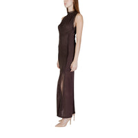 Image 2 : Robe de soirée Guess marron col montant sans manches détail coupe — delvale