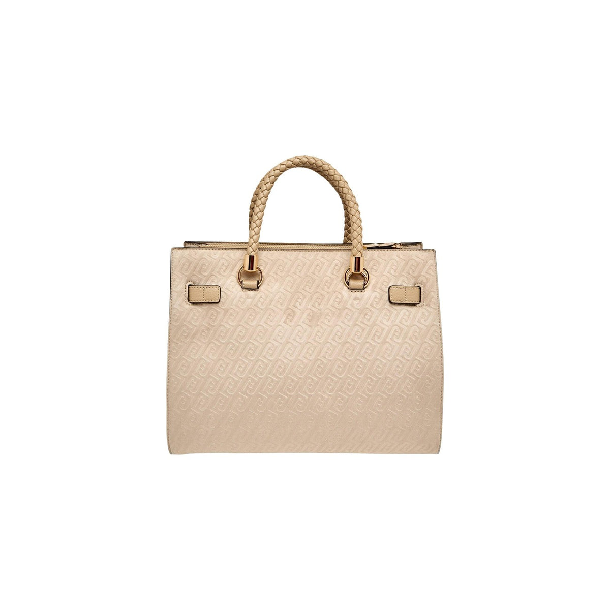 Image 3 : Détail anses tressées beige sac Liu Jo fermeture zip doré et pompon coordonné — Delvale