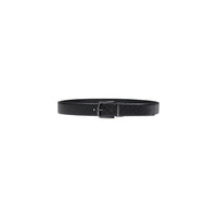 Image 1 : Ceinture Calvin Klein homme en cuir noir embossé motif géométrique avec boucle métal anthracite, vue de face enroulée — Delvale