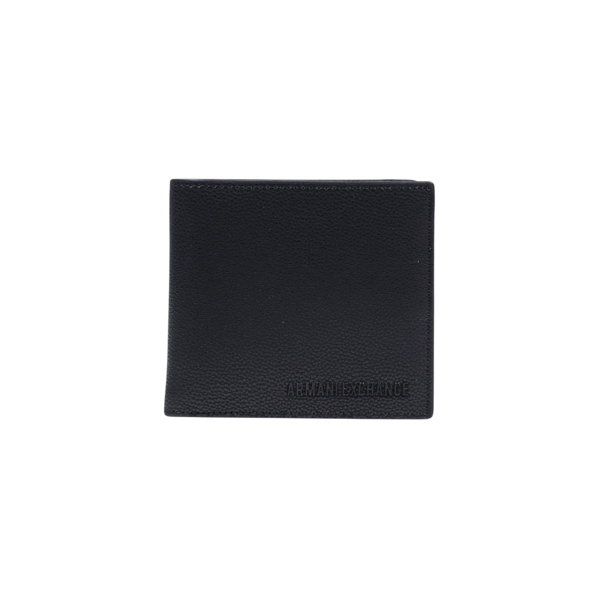 Image 1 : Portefeuille homme Armani Exchange bi-pliable en cuir noir, logo AX gaufré en façade, fond blanc — Delvale