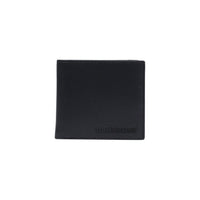 Image 1 : Portefeuille homme Armani Exchange bi-pliable en cuir noir, logo AX gaufré en façade, fond blanc — Delvale