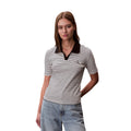 Calvin Klein Jeans Polo Dames Zwart Gestreept Korte Mouwen V-Hals