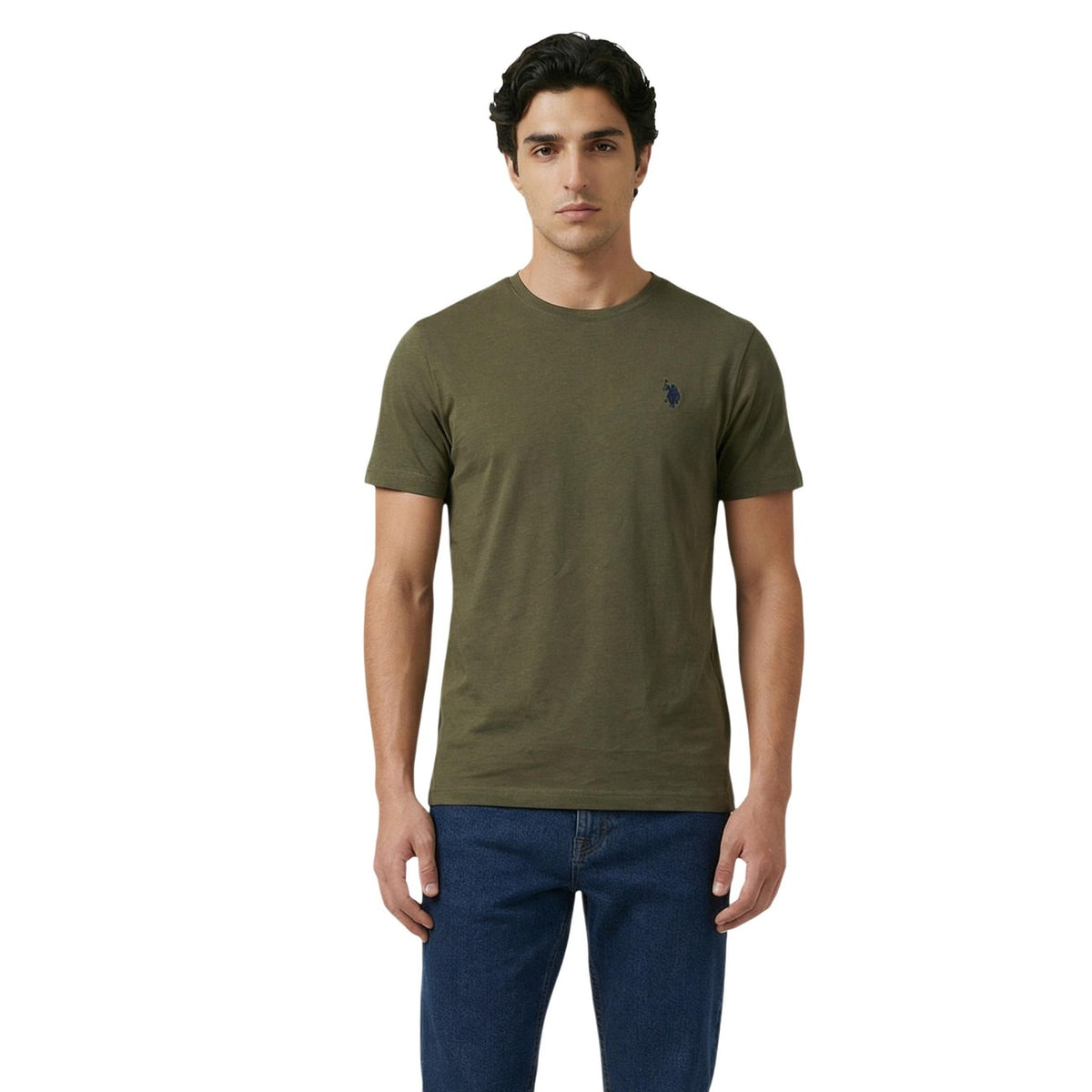 Image 8 : Détail tissu jersey pur coton du t-shirt homme U.S. Polo Assn. jaune — Delvale