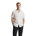 Gianni Lupo Chemise Lin Manches Courtes Col en V Homme