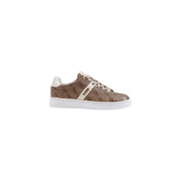 Image 1 : Baskets Guess femme beige avec motif impression sophistiqué, vue de profil — delvale
