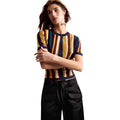 Desigual T-shirt Dames Mosterd Gestreept Korte Mouwen