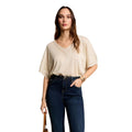 Morgan De Toi Pull femme beige col V manches courtes