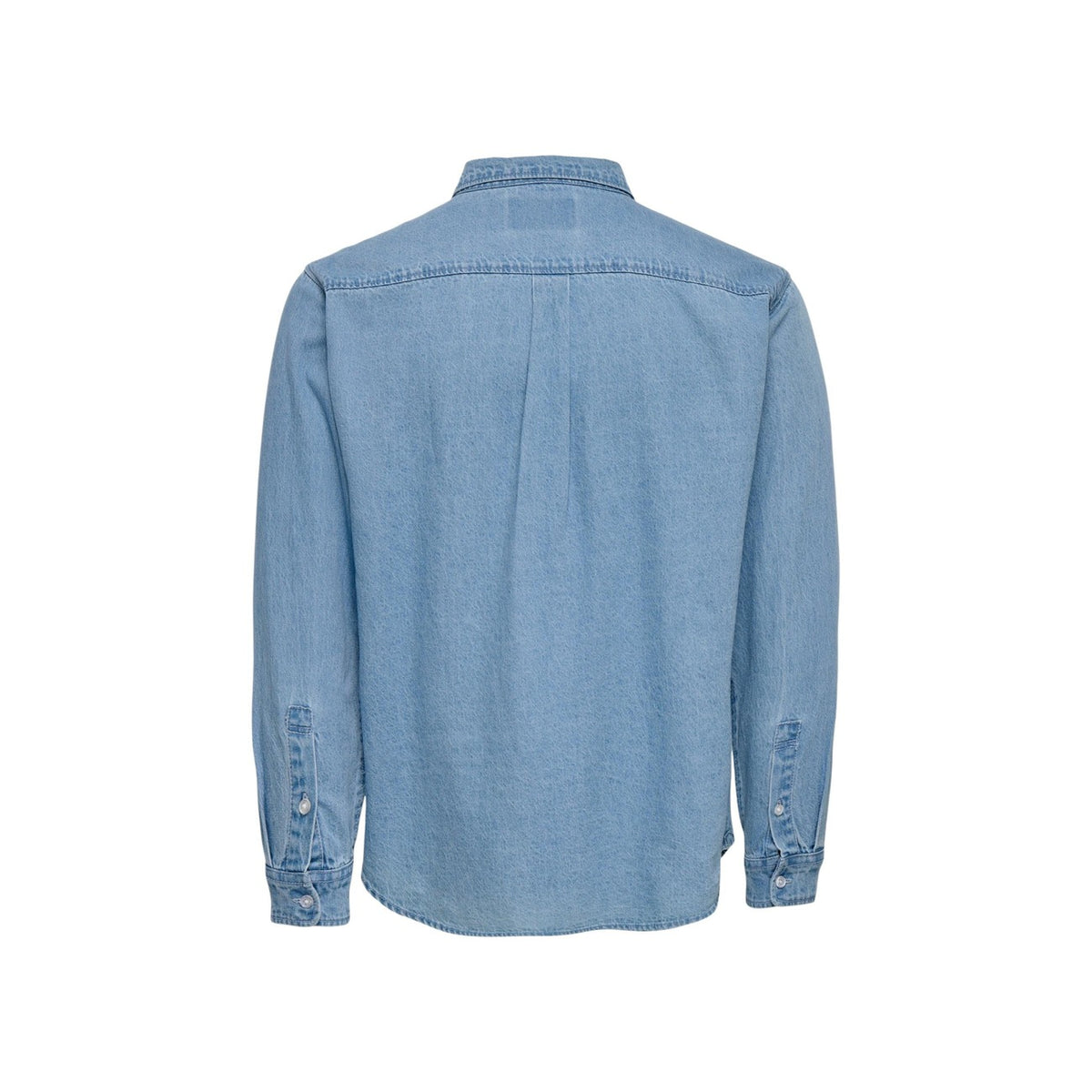 Image 2 : Détail fermeture boutonnée chemise Only & Sons coton bleu azur — Delvale