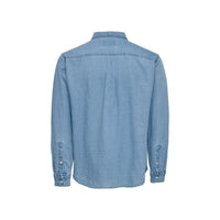 Image 2 : Détail fermeture boutonnée chemise Only & Sons coton bleu azur — Delvale