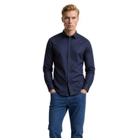 Image 1 : Chemise homme Armani Exchange bleue, vue de face, coupe ajustée modern fit — Delvale