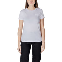 Image 1 : T-shirt Armani Exchange femme blanc avec logo AX brodé, coupe ajustée — Delvale