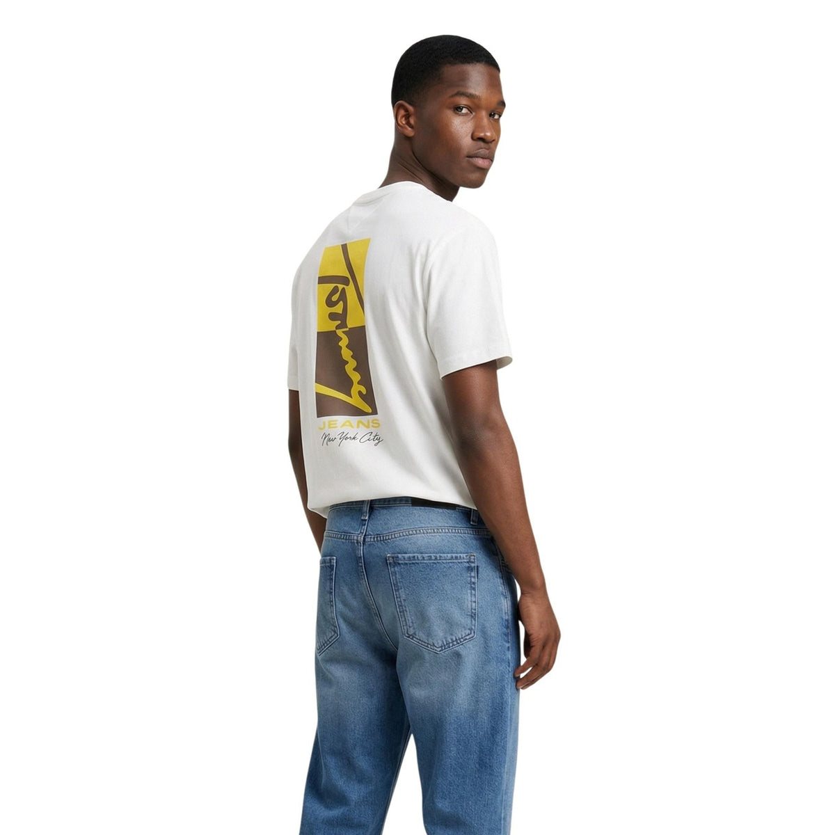 Image 3 : T-shirt Tommy Hilfiger Jeans homme blanc, vue de dos avec logo — Delvale