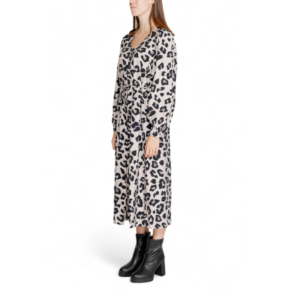 Image 3 : Robe léopard gris Jacqueline De Yong coupe fluide manches longues — delvale