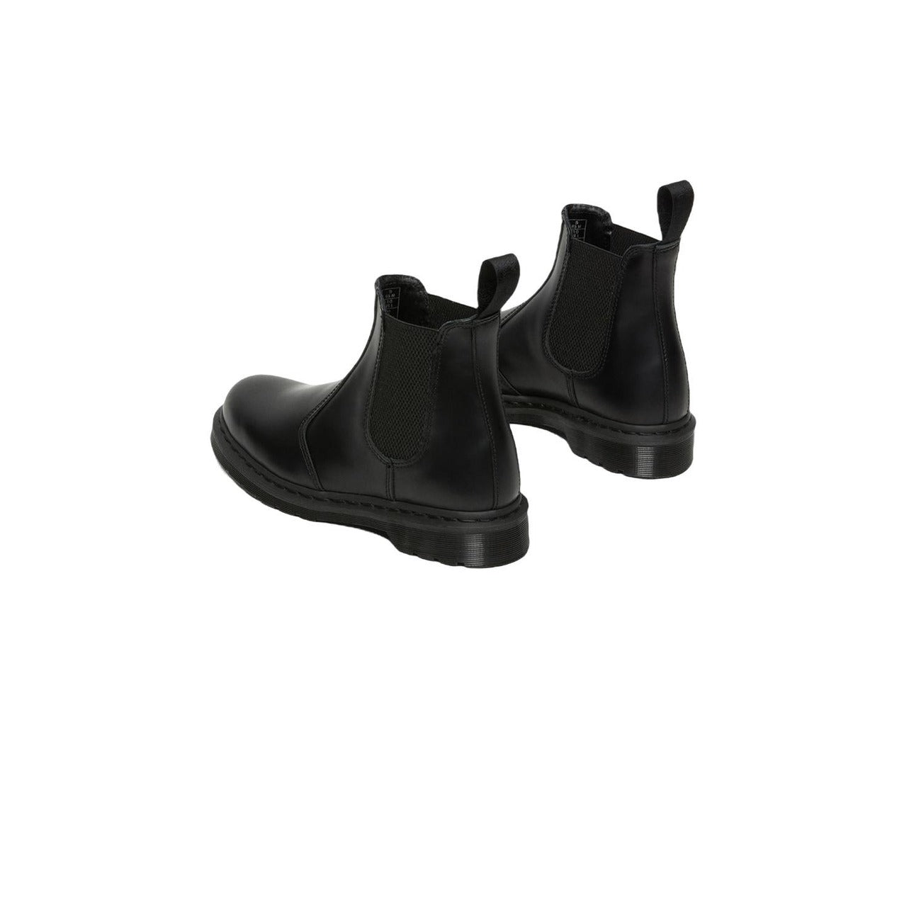 Paire de Dr. Martens 2976 Mono noires, vue arrière trois-quarts, bottines Chelsea en cuir noir.