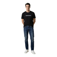 Image 4 : Détail du col rond côtelé du t-shirt Calvin Klein Jeans homme noir — Delvale