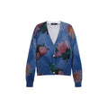 Desigual Cardigan Femme Bleu Motif Floral Manches Longues