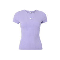 Image 1 : T-shirt Tommy Hilfiger Jeans femme lilas manches courtes col rond — delvale