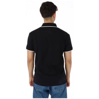 Image 2 : Polo North Sails homme noir manches courtes, détail col polo avec liseré blanc et boutonnage deux boutons — Delvale
