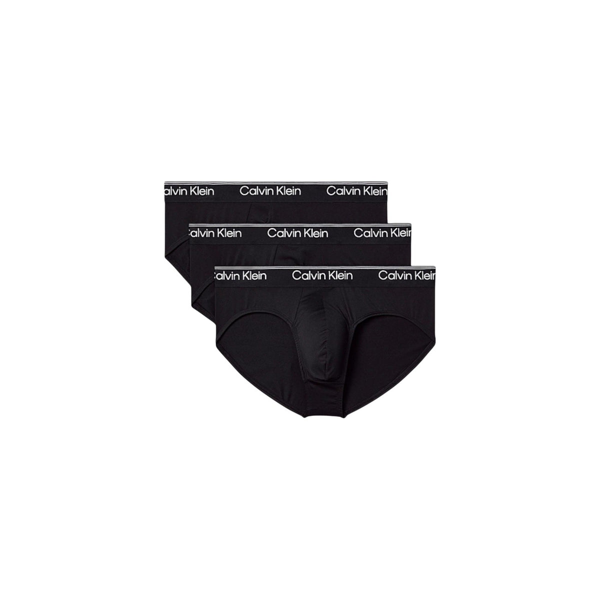 Image 1 : Lot de 3 slips Calvin Klein Underwear homme noirs superposés, ceinture élastique logo signature visible — Delvale