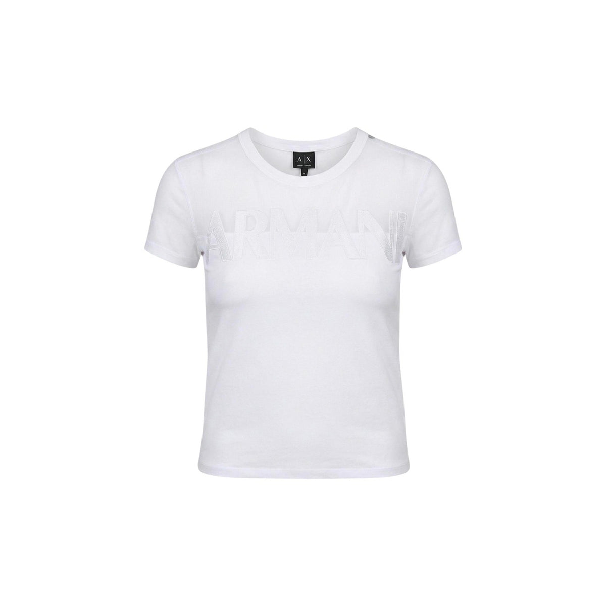 Image 3 : T-shirt blanc transparent Armani Exchange porté, effet layering moderne — delvale