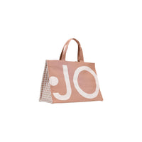 Image 3 : Détail de la fermeture zippée du tote bag Liu Jo monogram rose poudré — Delvale