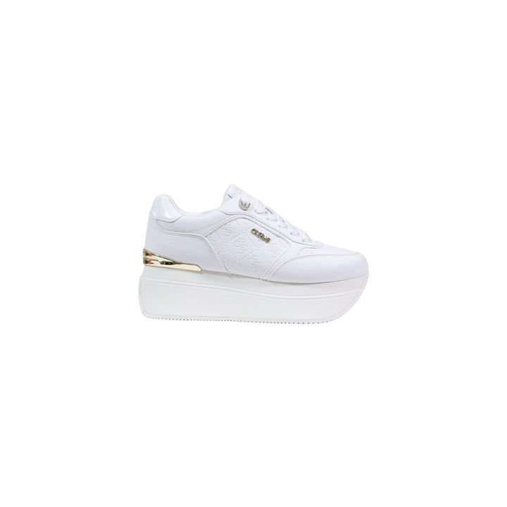 Image 1 : Baskets Guess femme blanc avec plateforme et fermeture lacets, vue de profil — delvale
